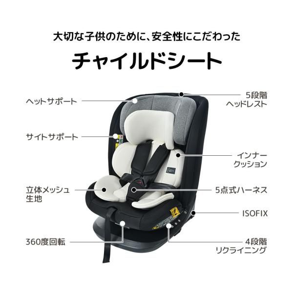 チャイルドシート 0歳〜12歳頃 新生児 トップテザー ISOFIX 最新 360度