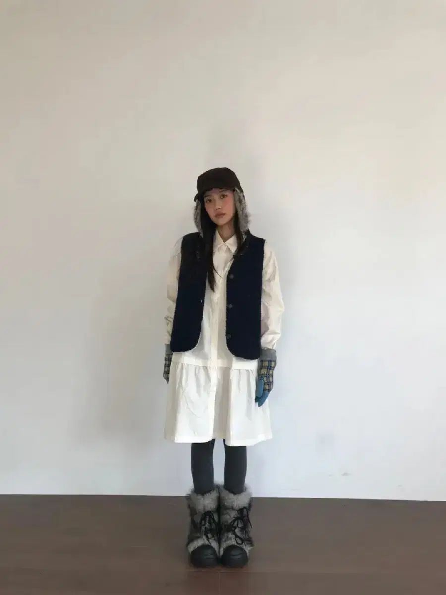 더기 ロウキー シャツ ONE PIECE ベージュ