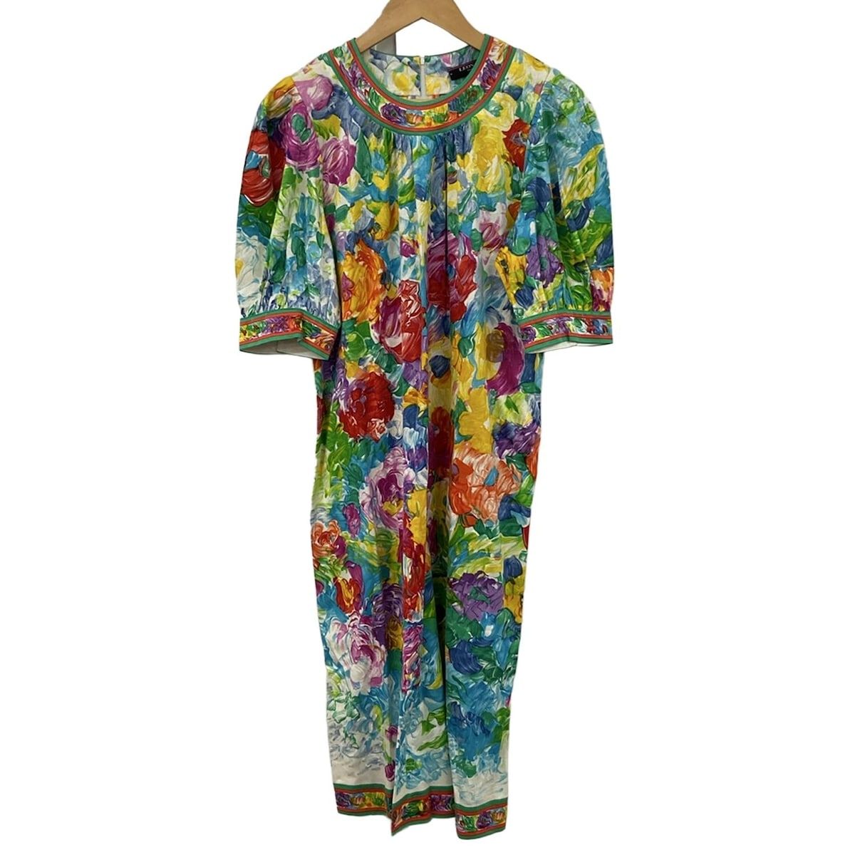 LEONARD(レオナール) ワンピース サイズL レディース美品 - 白×ブルー