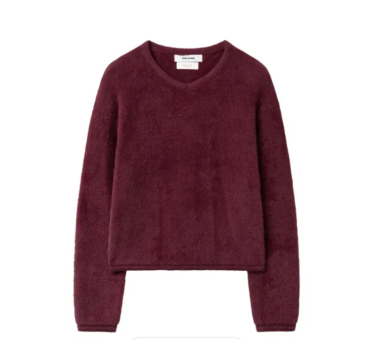 HALEINE９ アレンヌ x 헬렛 チュール シャギー クロップド Vネック ニット バーガンディ