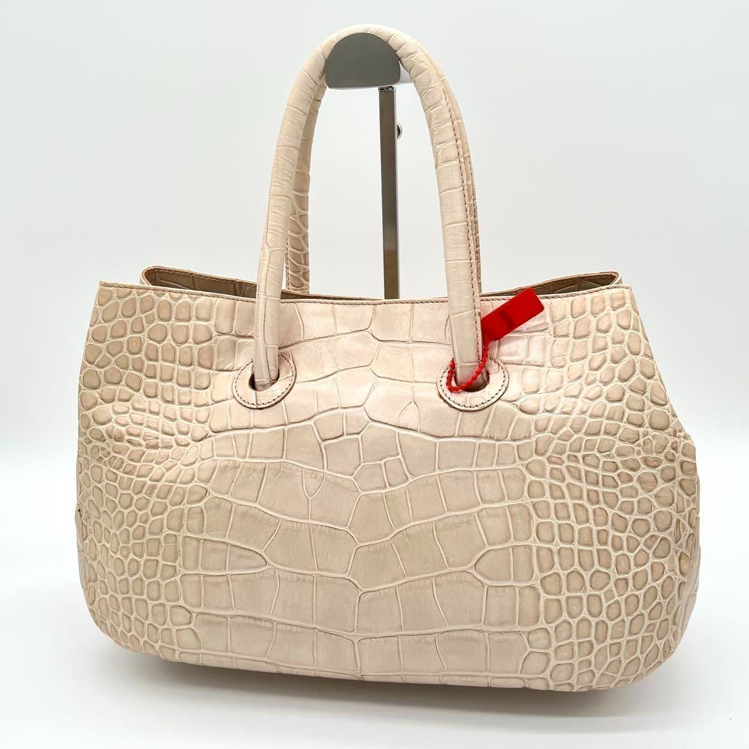 FURLA クロコ型押し ハンドバッグ ベージュ FURLA】フルラ クロコ型押しトートバッグ・ハンドバッグ鞄かばん