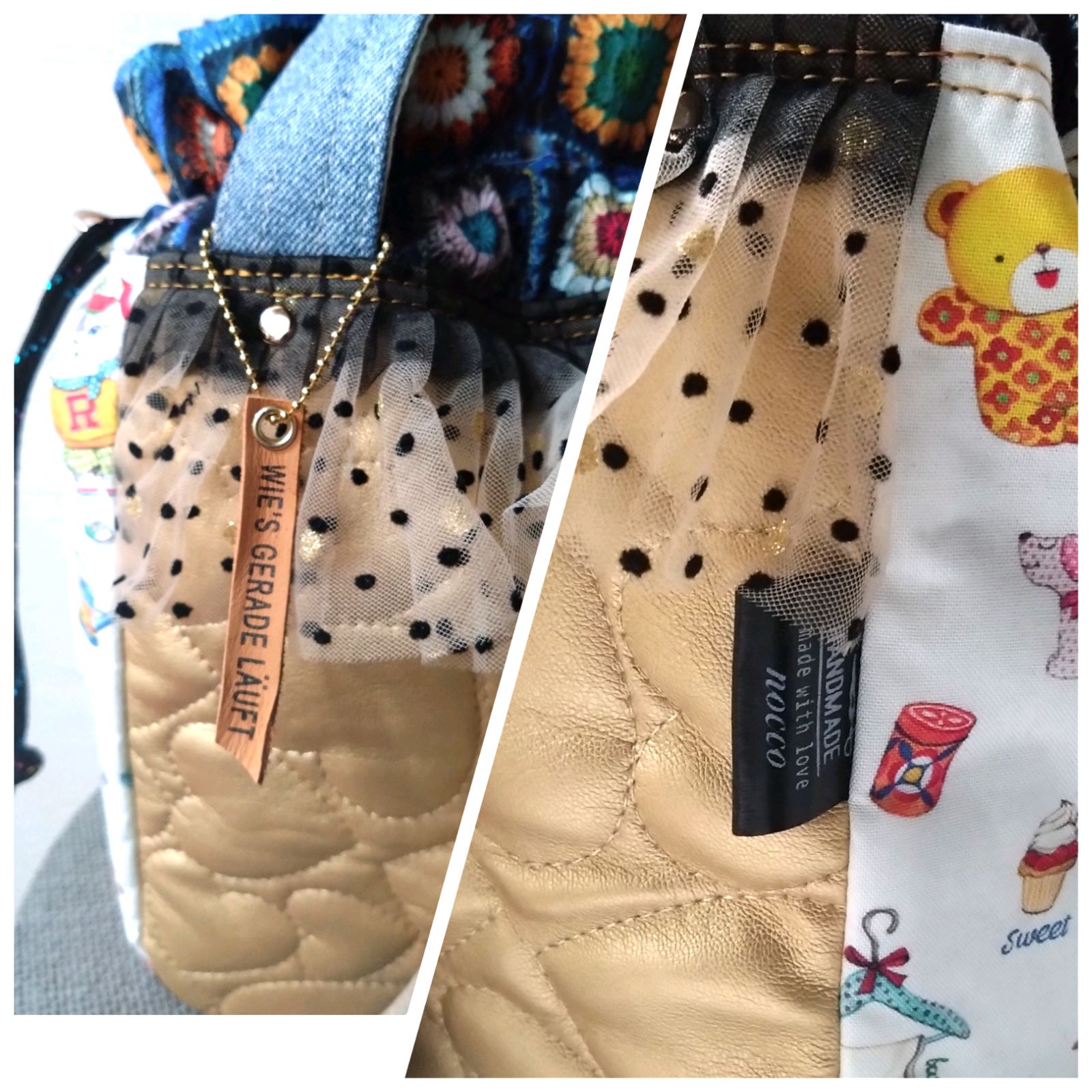 🆕№811【DENIM✖️キラキラハートキルティング✖️Goldルミちゃん