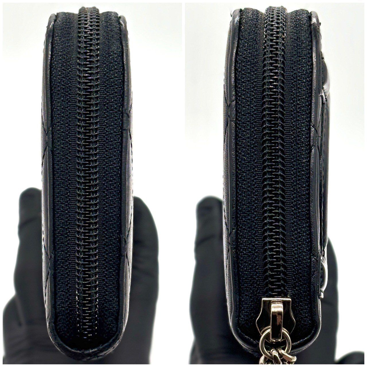 黒に潜む大人ピンク】 CHANEL シャネル ラウンドファスナー 長財布