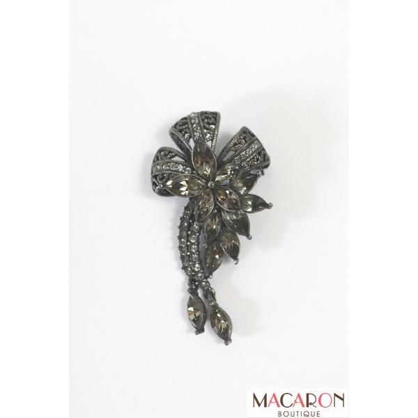 FOXEY アンティーク調フラワーブローチ マットグレー フォクシー