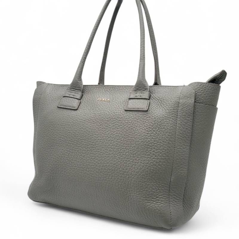 【未使用】FURLA A4トートバッグ レザー ライトグレー【正規品】 FURLA フルラ トートバッグ ショルダーバッグ レザー 本革 イタリア製