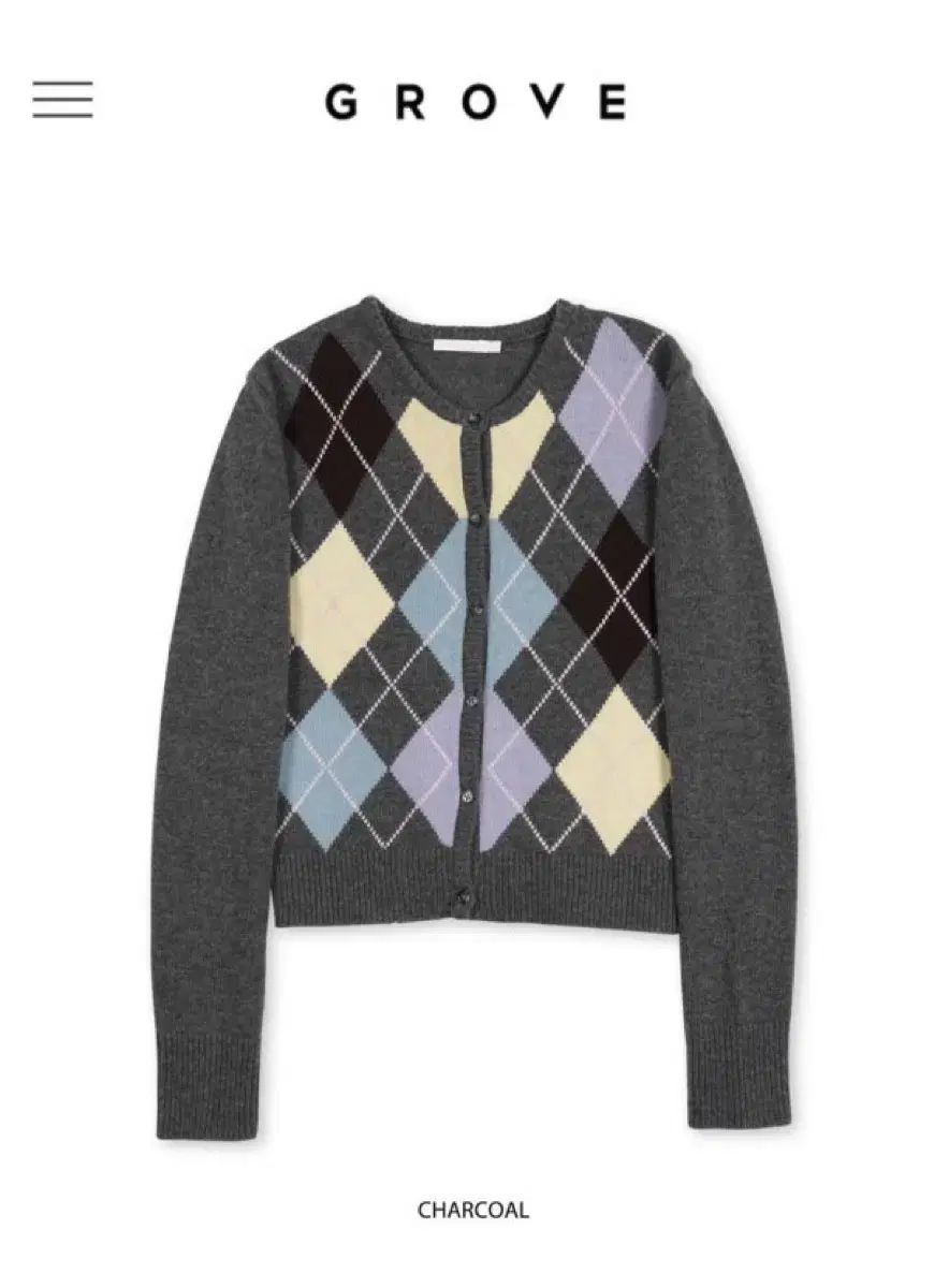 グローブ アーガイル カーディガン チャコール