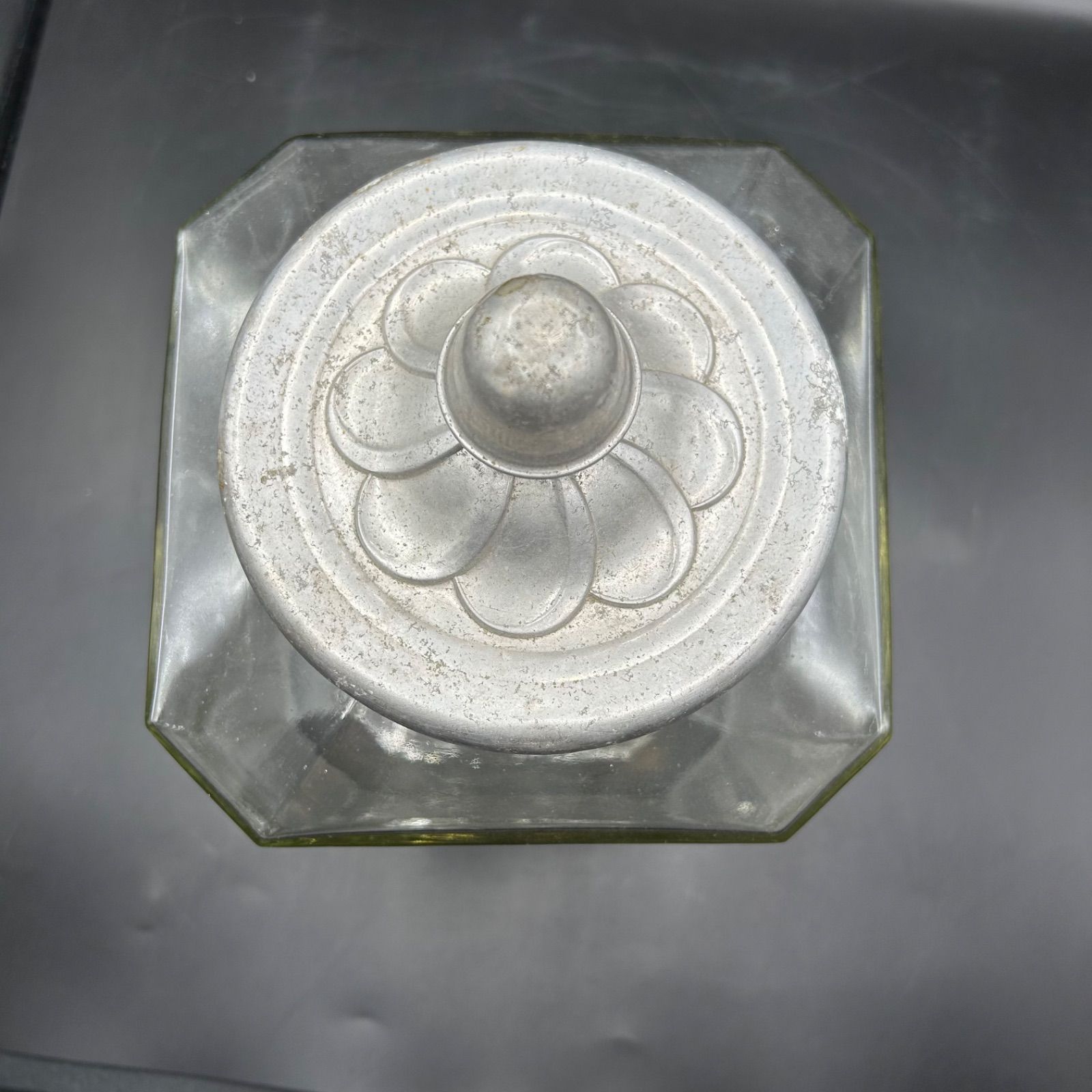 昭和レトロ お菓子瓶 ガラス あめや瓶 アルミ蓋 駄菓子 当時物