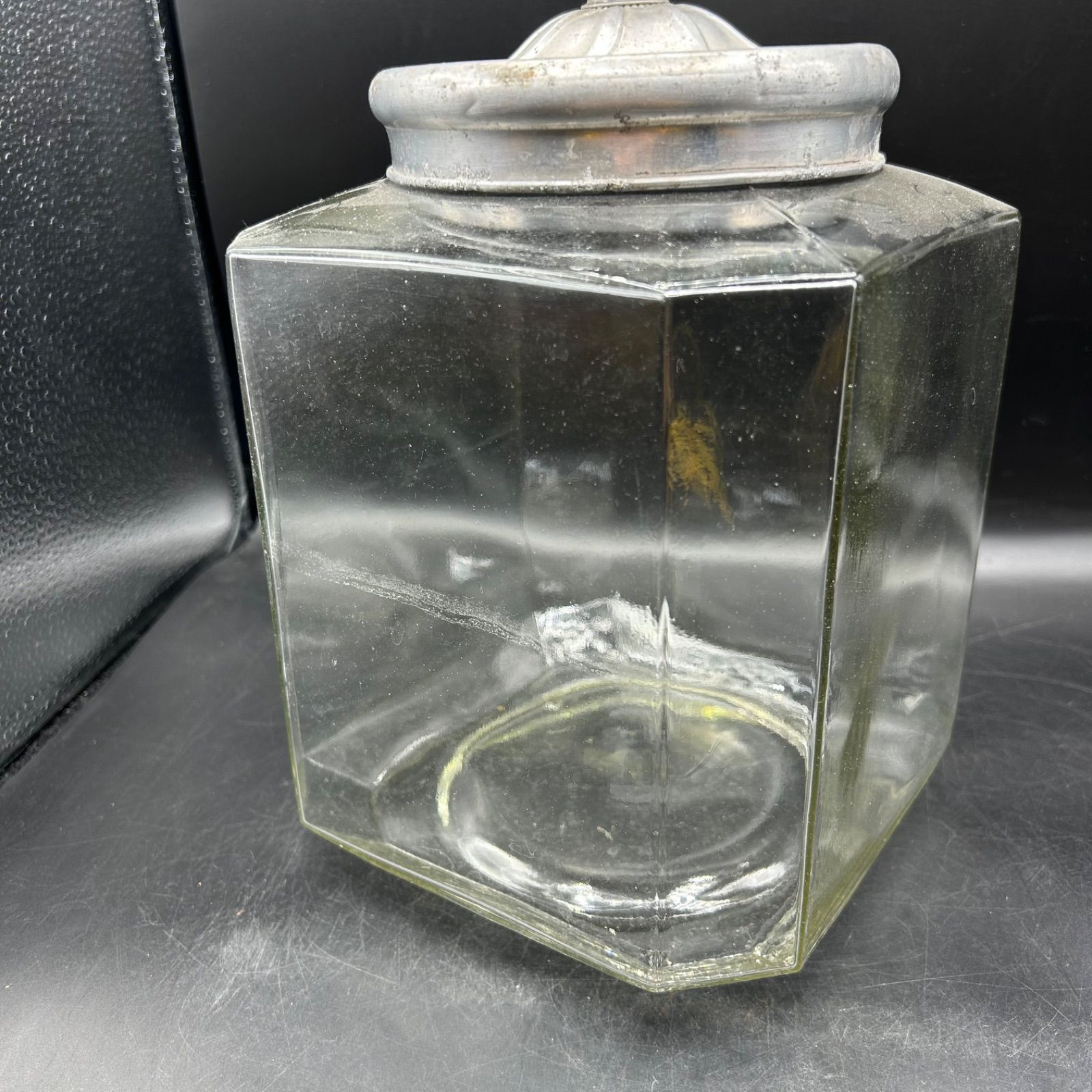 昭和レトロ お菓子瓶 ガラス あめや瓶 アルミ蓋 駄菓子 当時物