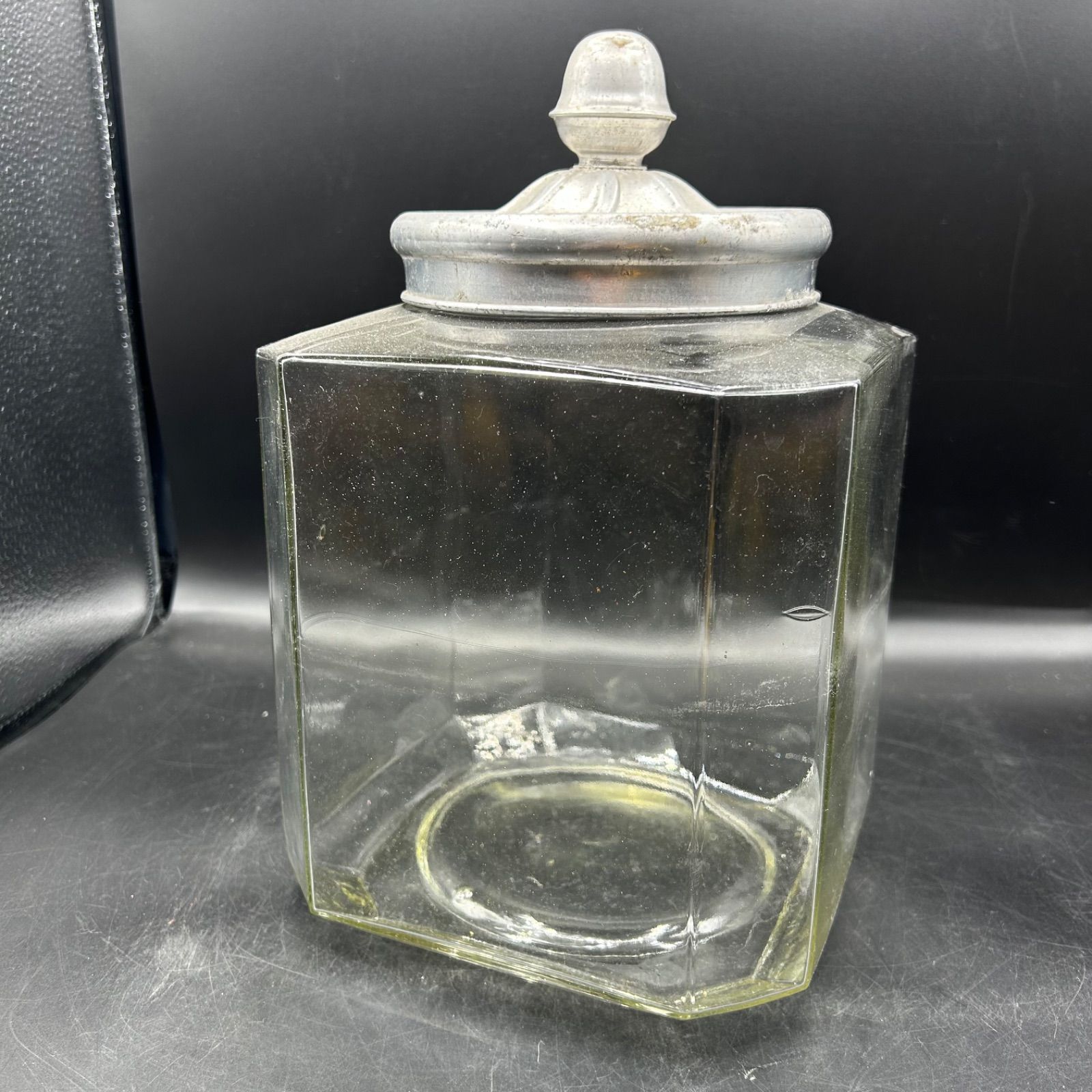 昭和レトロ お菓子瓶 ガラス あめや瓶 アルミ蓋 駄菓子 当時物