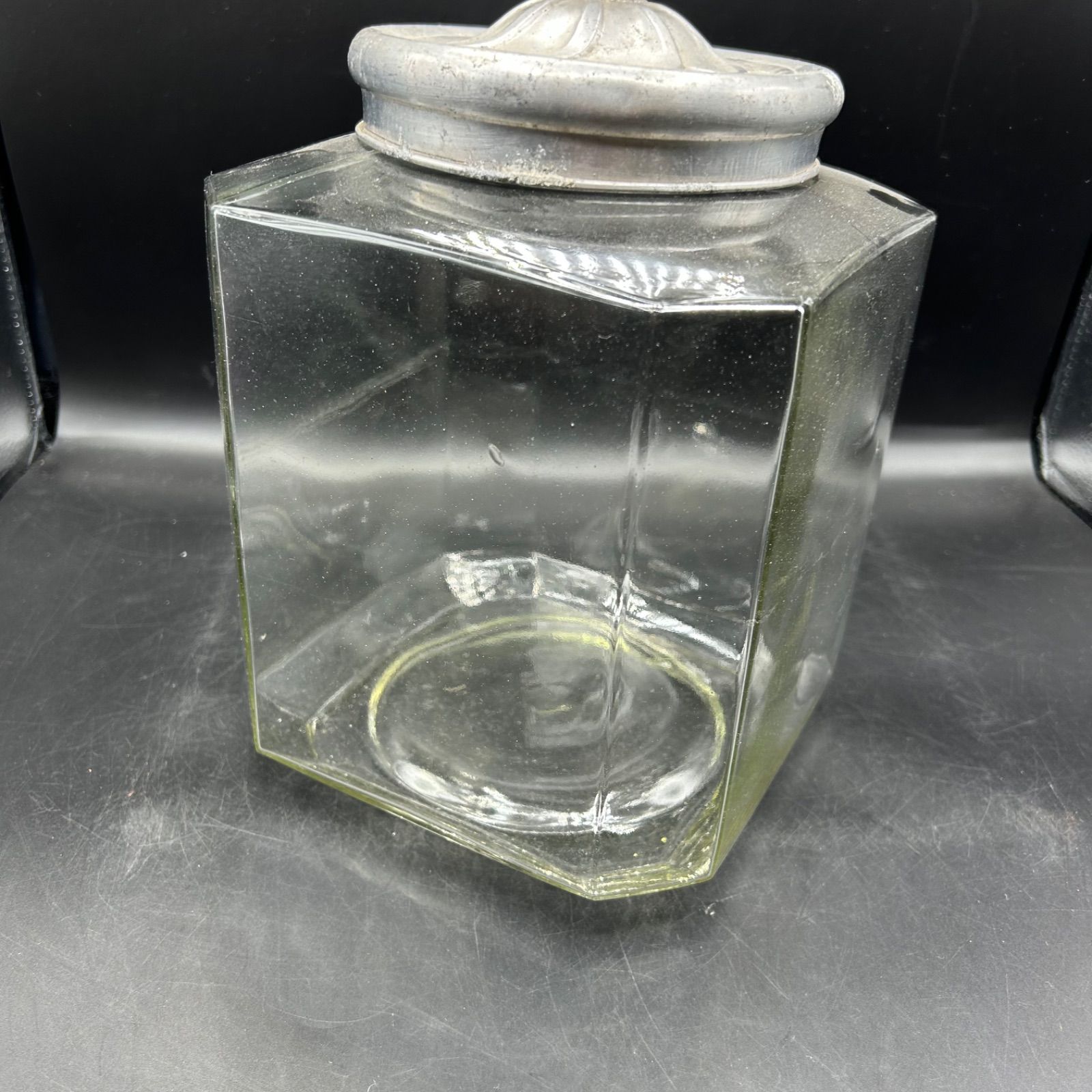 昭和レトロ お菓子瓶 ガラス あめや瓶 アルミ蓋 駄菓子 当時物