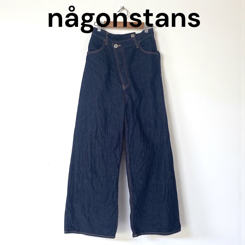 nagonstans ナゴンスタンス デニムパンツ ウエストデザイン ダークブルー