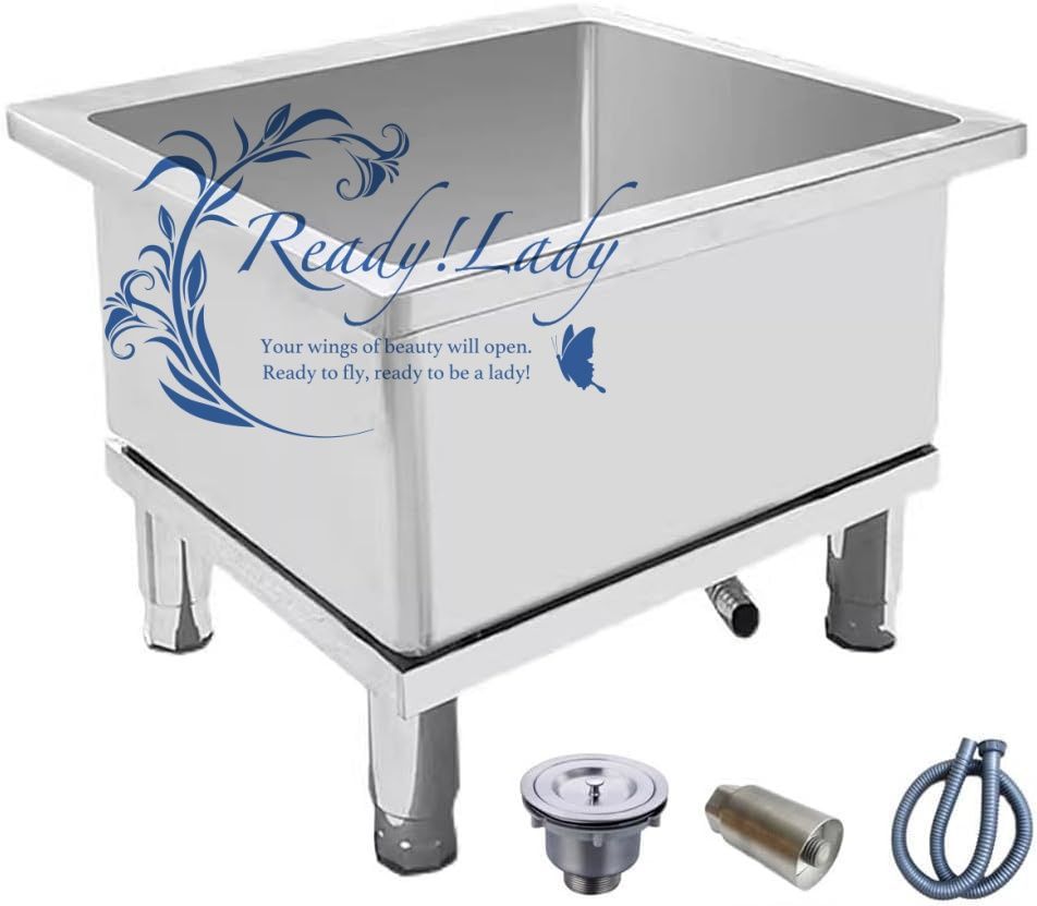 ステンレス製クリーニングシンク モップバケツ フロアモップクリーニングシンク レストラン ガレージのための実用的な流しの洗浄 容易な水処分 50 x 40 cm シルバー