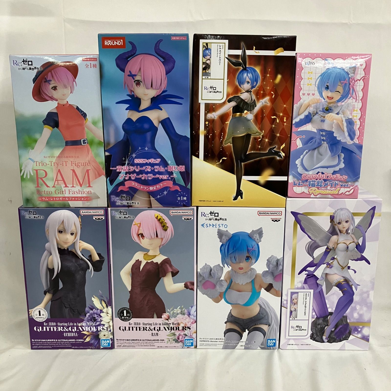 未開封 リゼロ GLITTER&GLAMOURS 他 フィギュア 8個セット SFQ350 c107