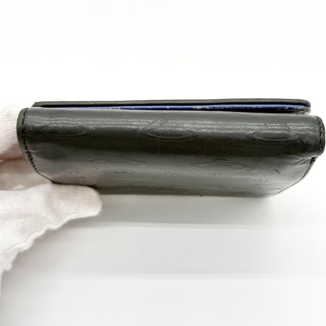 良品】Vivienne オーブ型押し 三つ折り財布 がま口 レザー ブラック