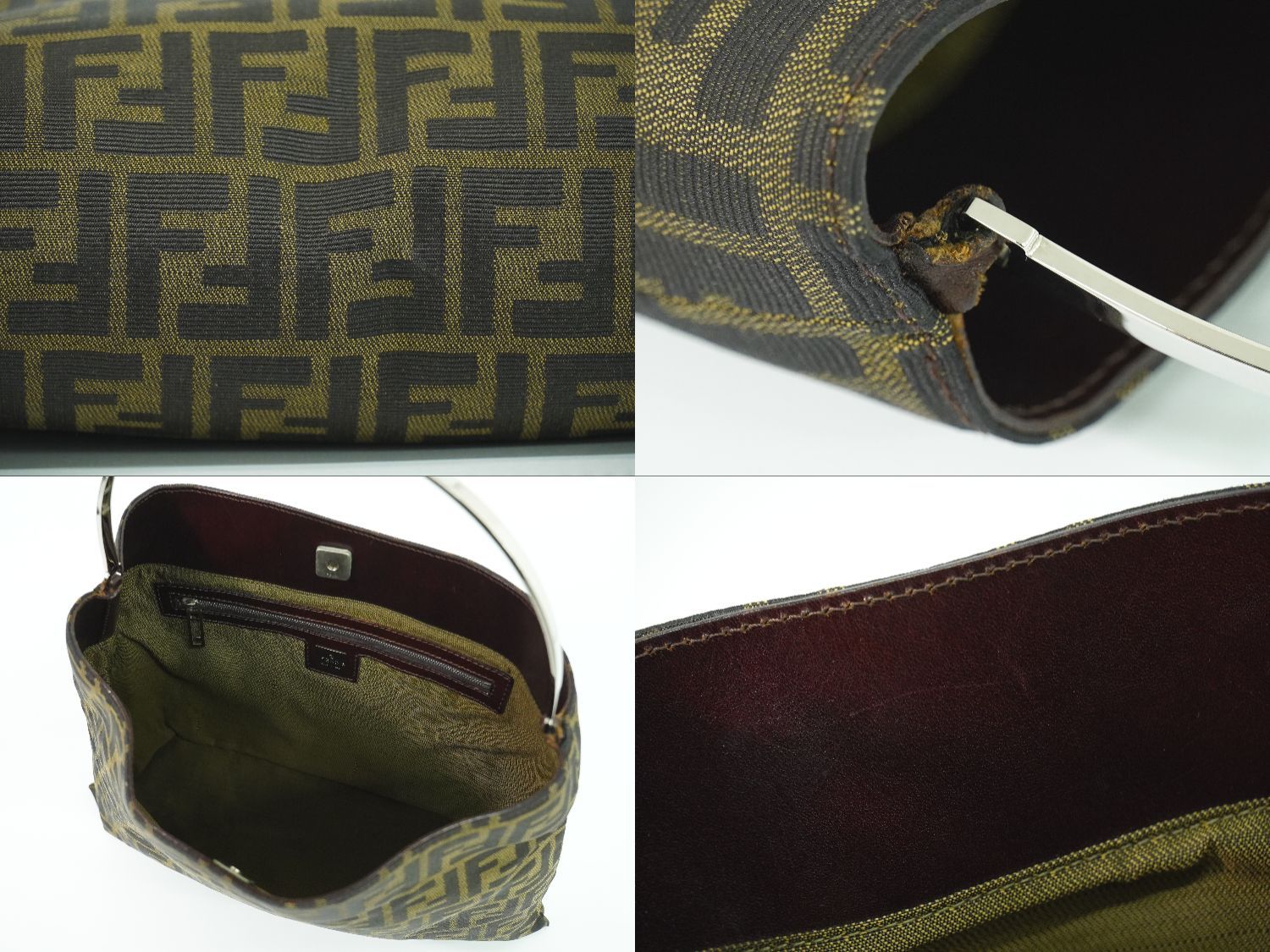 本物 フェンディ FENDI ズッカ トートバッグ ハンドバッグ キャンバス
