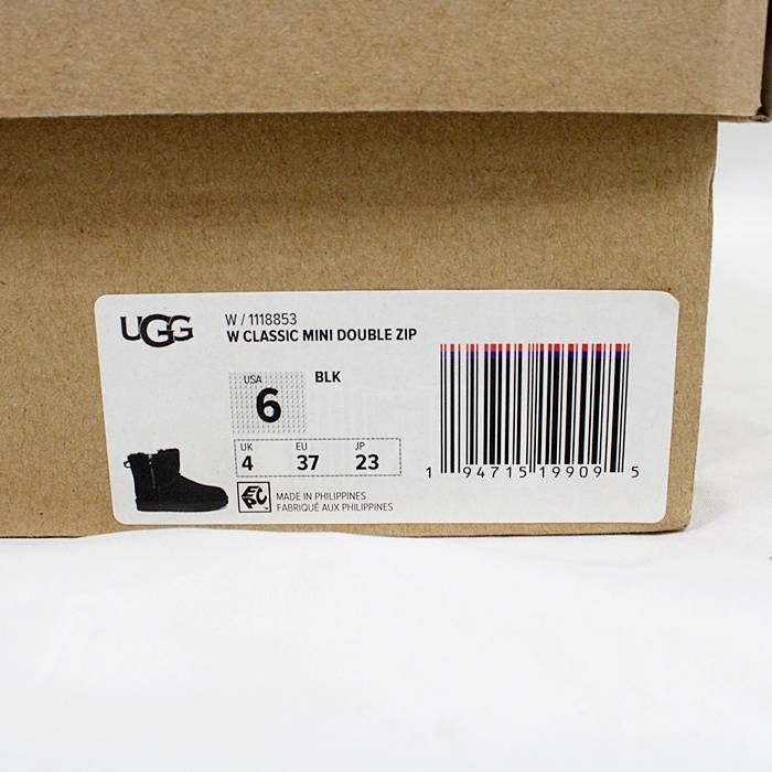  UGGブーツ クラシック ミニ ダブル ジップ 23 cm ブラック ムートンブーツ ブーツ