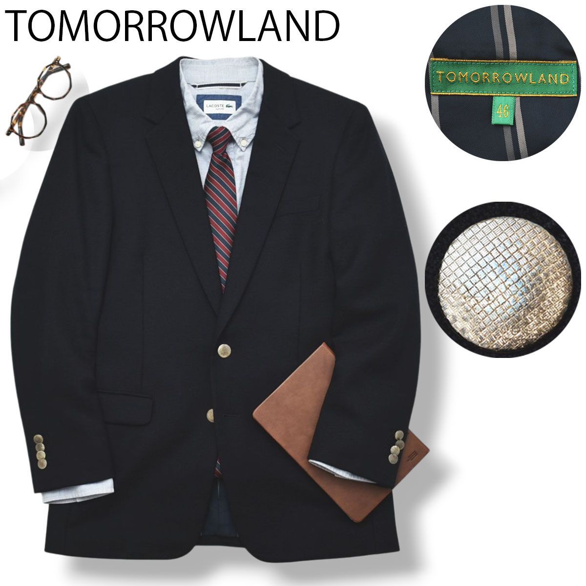 紺ブレ】 トゥモローランド TOMORROWLAND シングル 1B 金ボタン