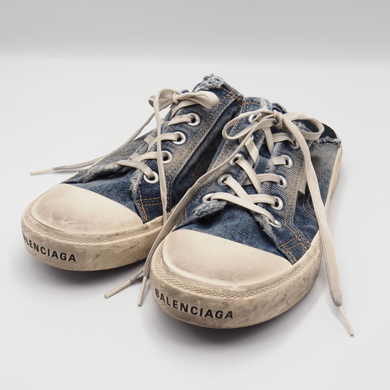 BALENCIAGA デストロイド デニム ミュール スリッポン バレンシアガ