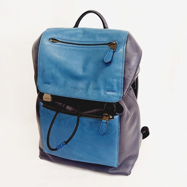 COACH コーチ ブルー 青 レザー リュック 週末割※【COACH】ライト
