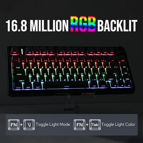  x Aula F 75 ゲーミングキーボード ガスケット メカニカルキーボード 5層パッド＆ノブ付き ワイヤレス ホットスワッパブル Bluetooth 2.4 GHz USB-C RGB 技適認証取得 Bla db 34 b 0 c 2 その他 キッチン 食器