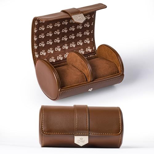 DUKWIN 時計ケース 2本 ウォッチロール PUレザー 腕時計収納ケース 旅行 本革 腕時計ロール ウォッチケース ポータブルウォッチロール トラベルケース 収納ボックス 持ち運び ブラウン e 9 1984