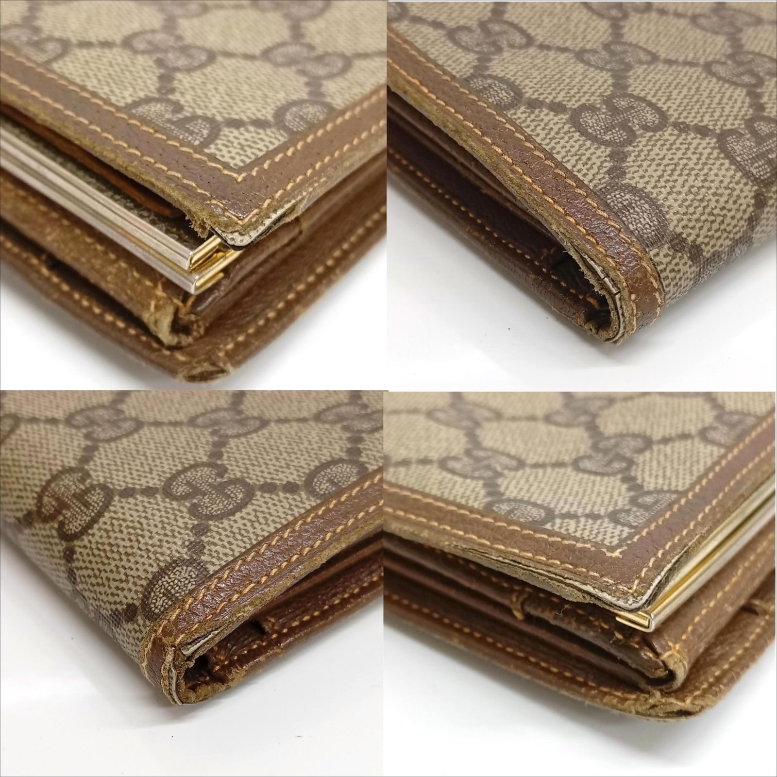 GUCCI グッチ オールドグッチ がま口 長財布 キャンバス レザー 035