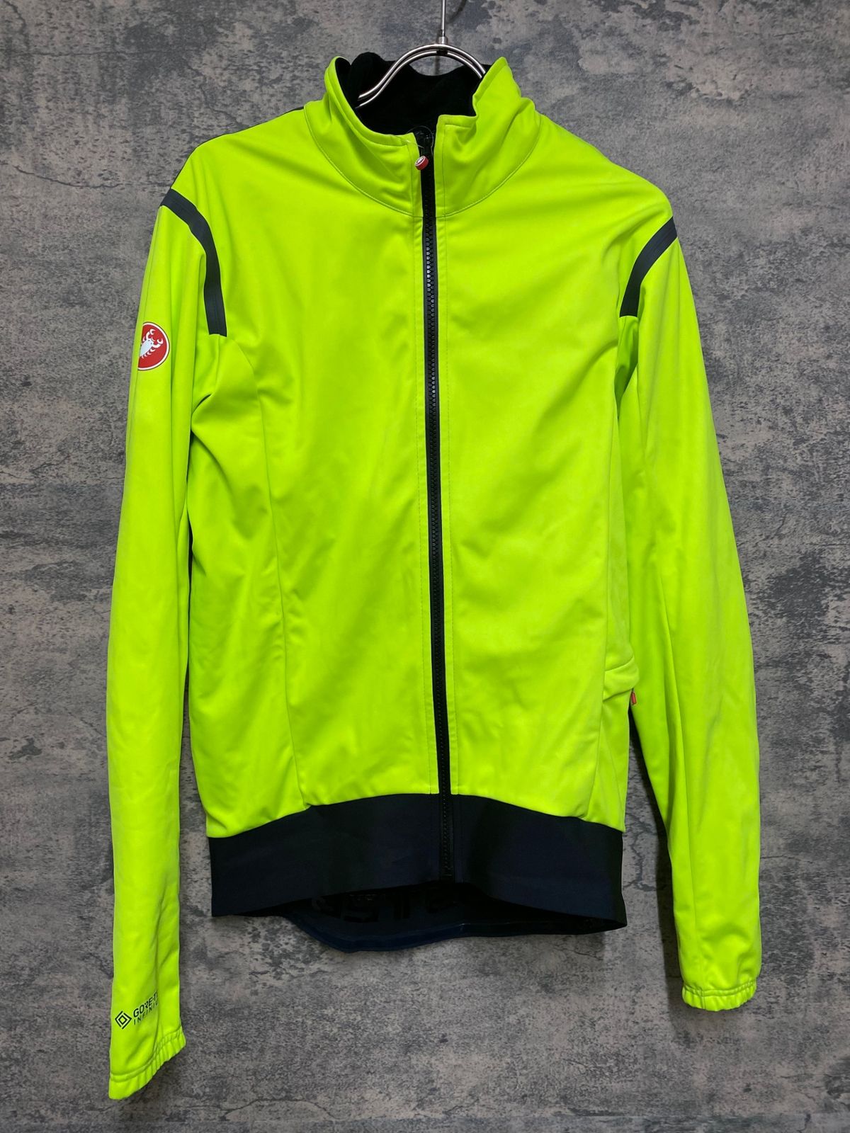 JS 026 カステリ CASTELLI ROSSO CORSA ソフトシェル 長袖 サイクルジャケット 蛍光黄 L GORE TEX 裏起毛