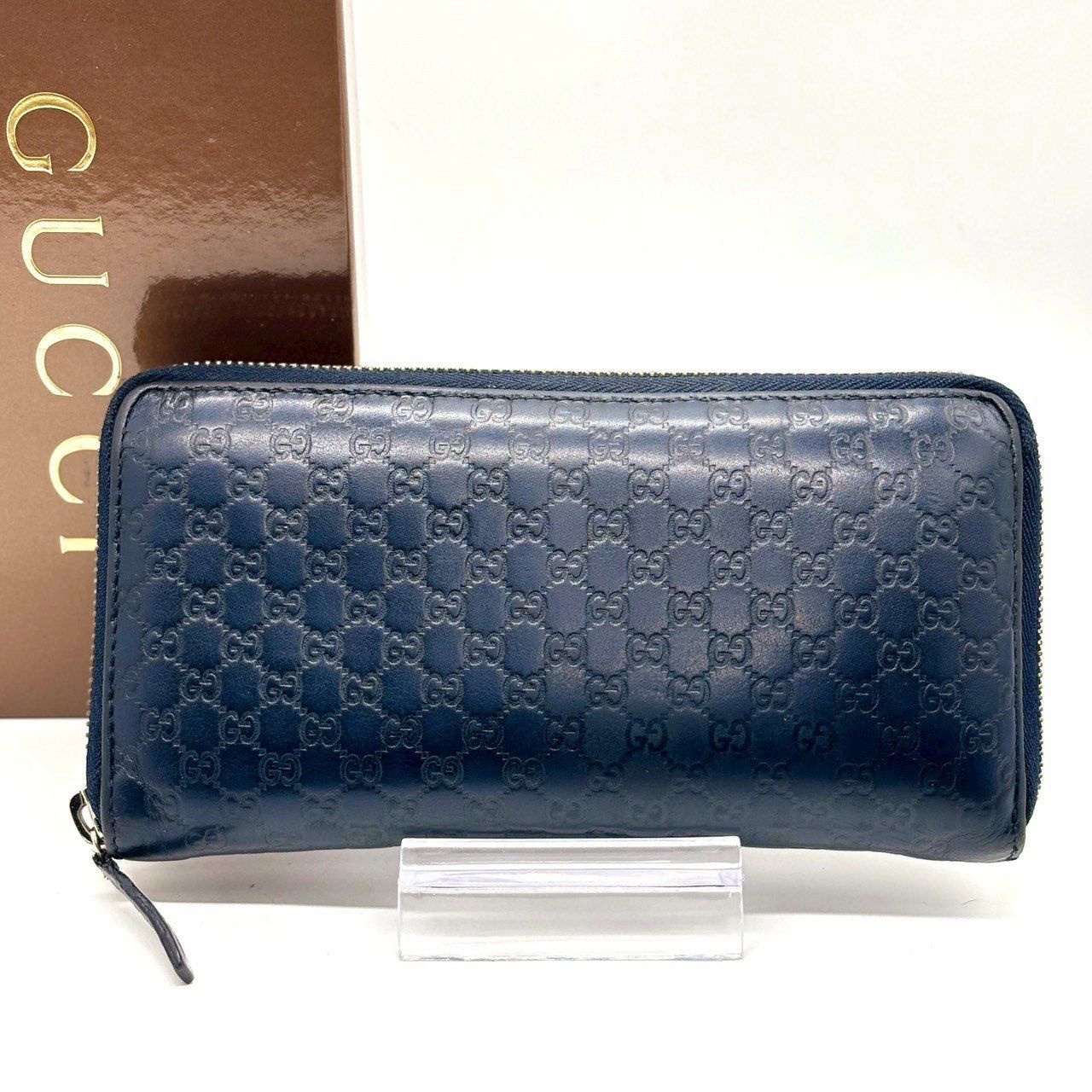 メンズ 【品格をまとう深紺の美】 GUCCI グッチ ラウンドファスナー 