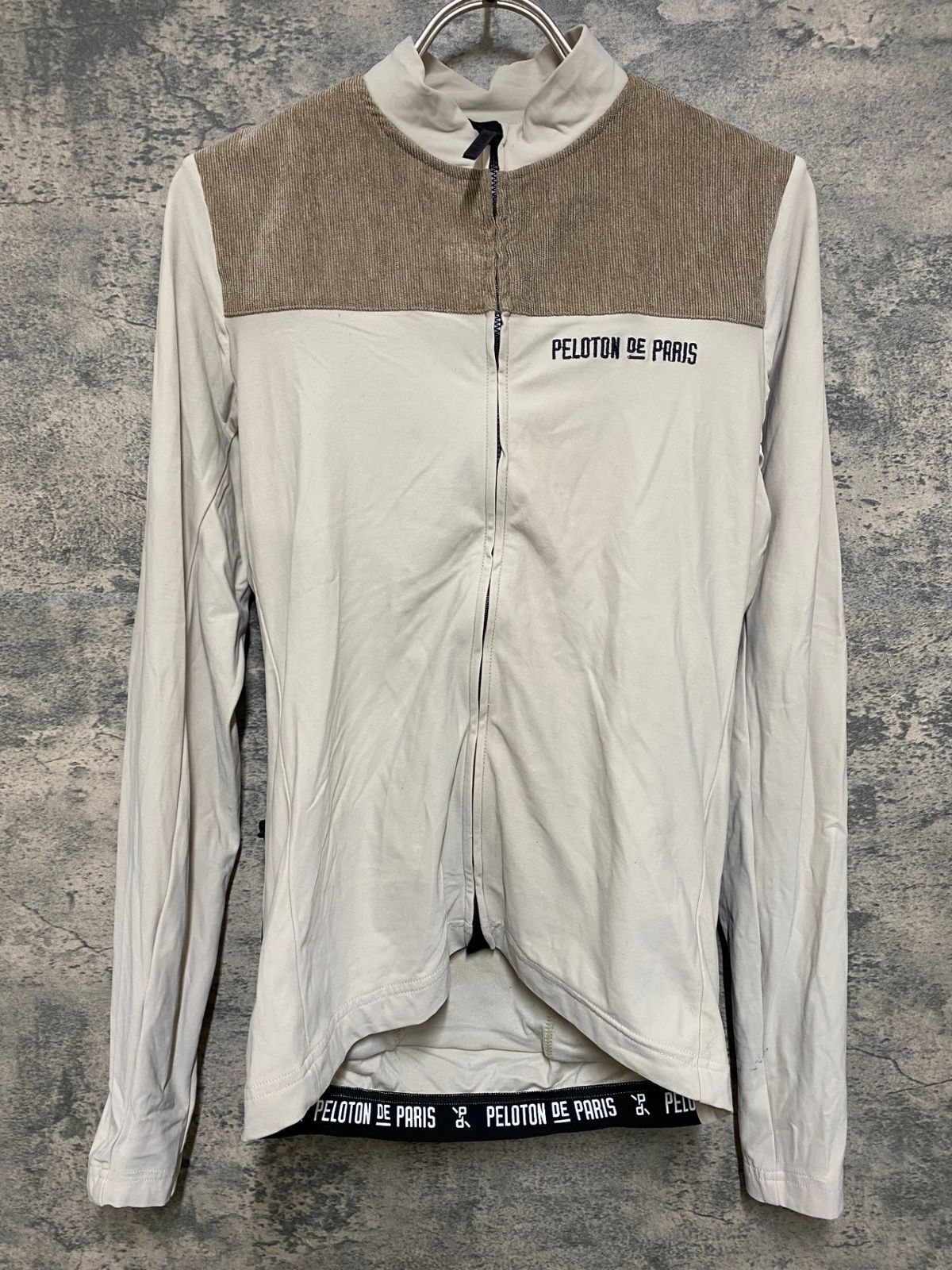 JR 934 プロトンドパリ PELOTON DE PARIS 長袖 サイクルジャージ ベージュ M 裏起毛 コーデュロイ