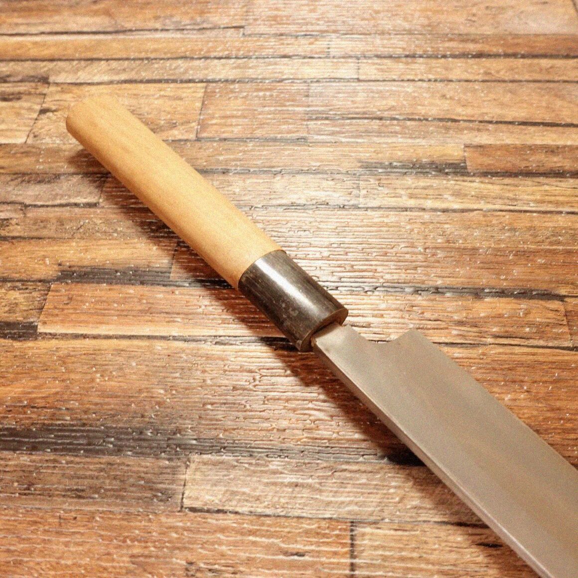 菊一文字 柳刃包丁 研ぎ済 水牛柄 刺身包丁 菊一文字別作 使用感極小