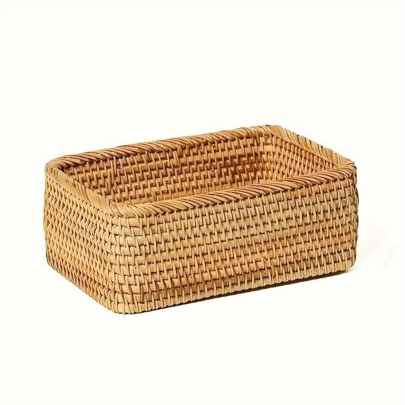 籐バスケット 3点セット かごセット おしゃれ 北欧風 収納箱 編み込み