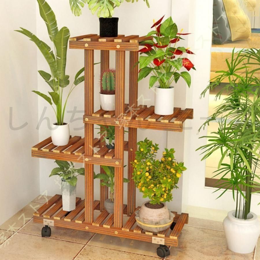 新品?未使用】 観葉植物ラック フラワースタンド 花台 キャスター付き