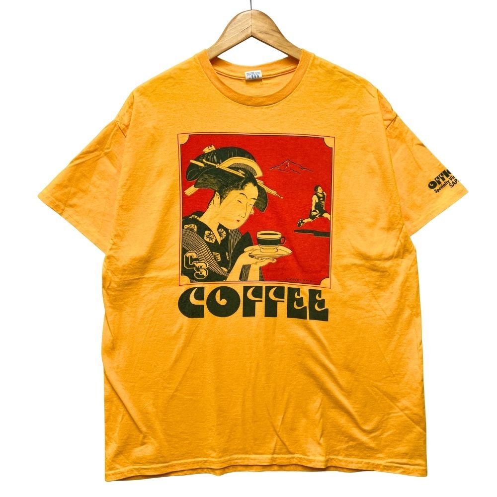 SAPEur サプール COFFEE SUZU プリント Tシャツ イエロー系 サイズXL