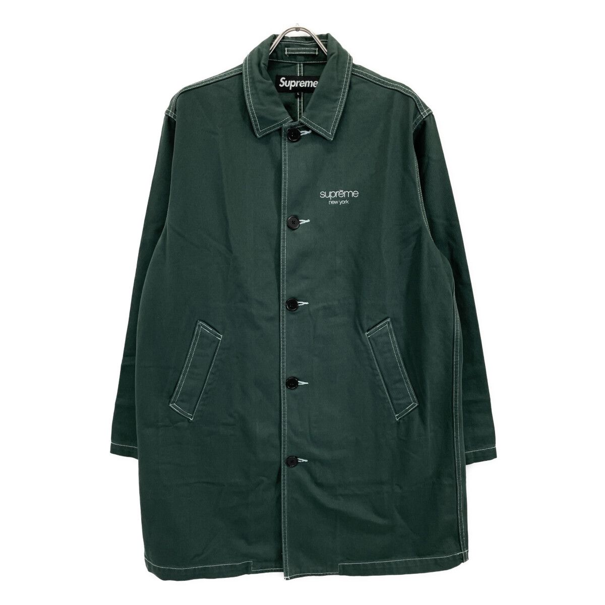 Supreme シュプリーム 18SS ｸﾞﾘｰﾝ ｳｫｯｼｭﾄﾞﾜｰｸ ﾄﾚﾝﾁｺｰﾄ 人気 L