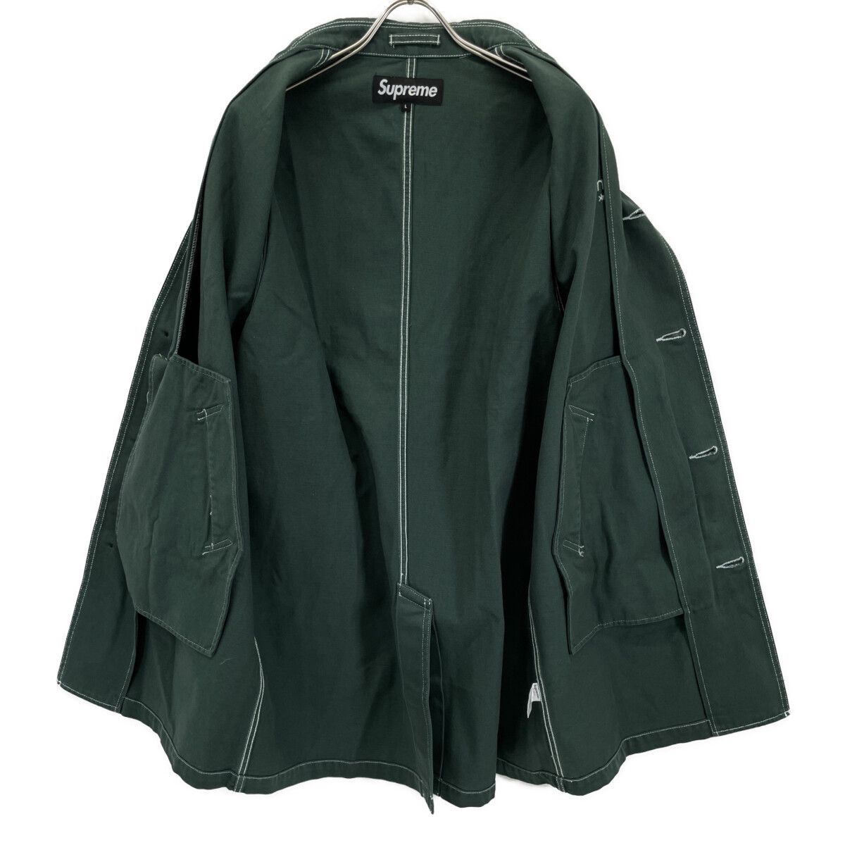 Supreme シュプリーム 18SS ｸﾞﾘｰﾝ ｳｫｯｼｭﾄﾞﾜｰｸ ﾄﾚﾝﾁｺｰﾄ 人気 L