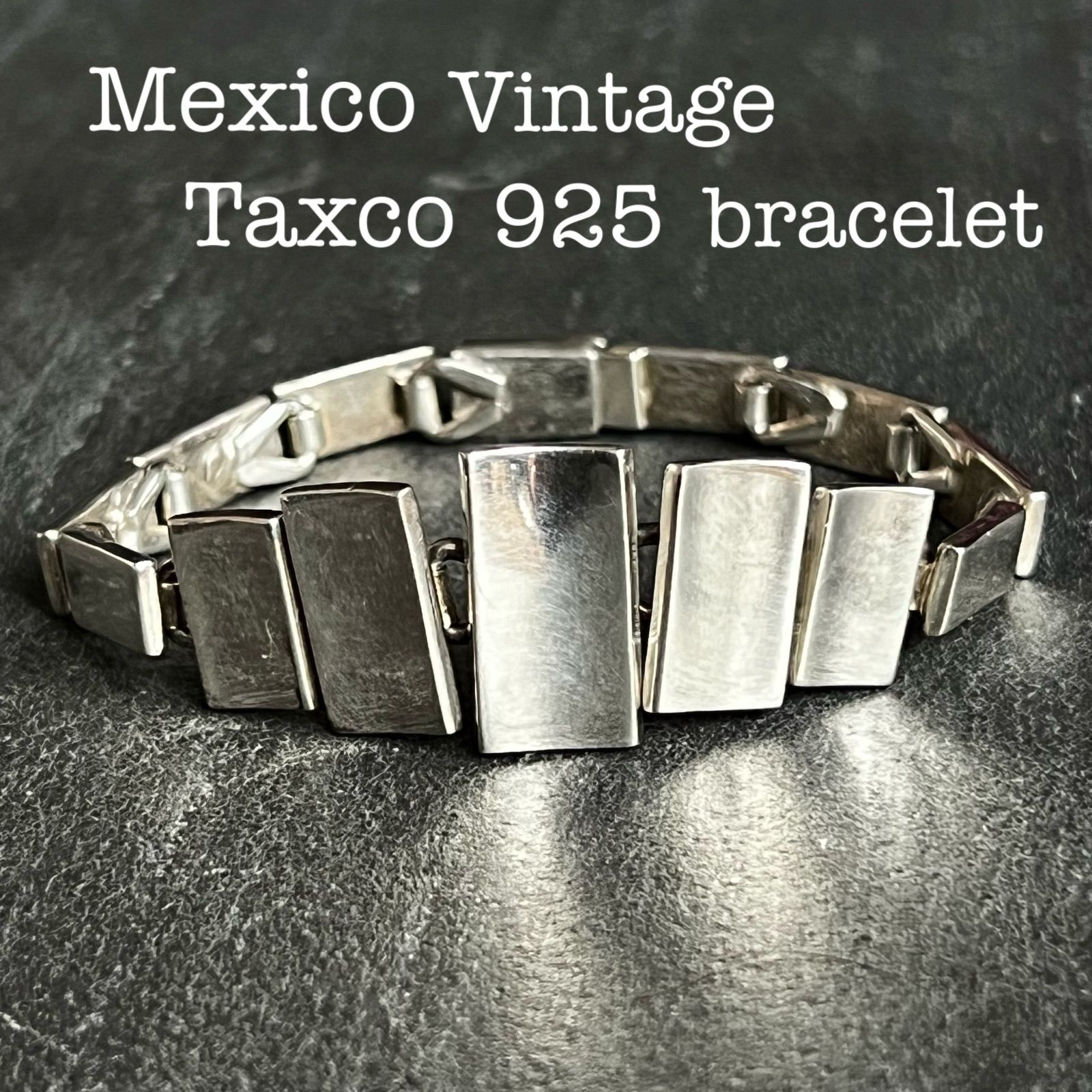 シルバー925 メンズ ブレスレット メキシコ タスコ ヴィンテージ 重厚 無骨 MEXICO TAXCO STERLING SILVER925 シルバー925 モダニスト プレート