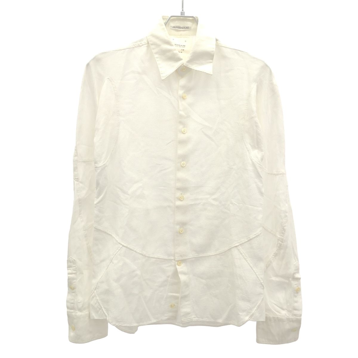 ANSNAM アンスナム メッシュサークルパターンロングスリーブシャツ ホワイト 1