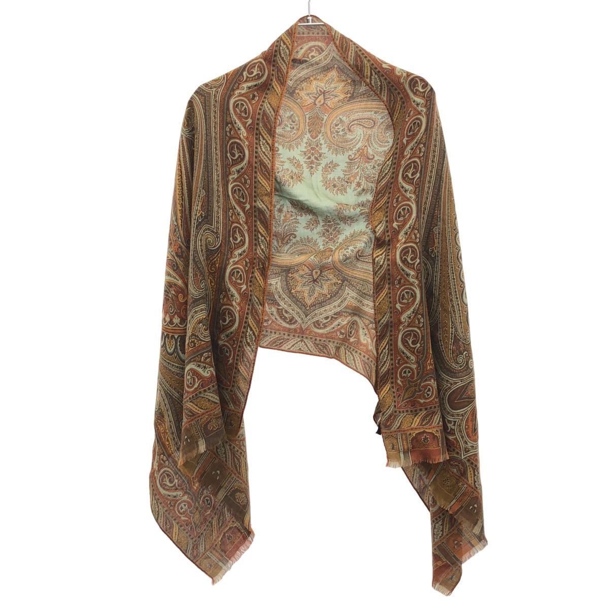 エトロ　ETRO　ストール　ショール　ペイズリー カシミヤ シルク ETRO エトロ ペイズリーカシミアシルクストール オレンジ系 - メルカリ