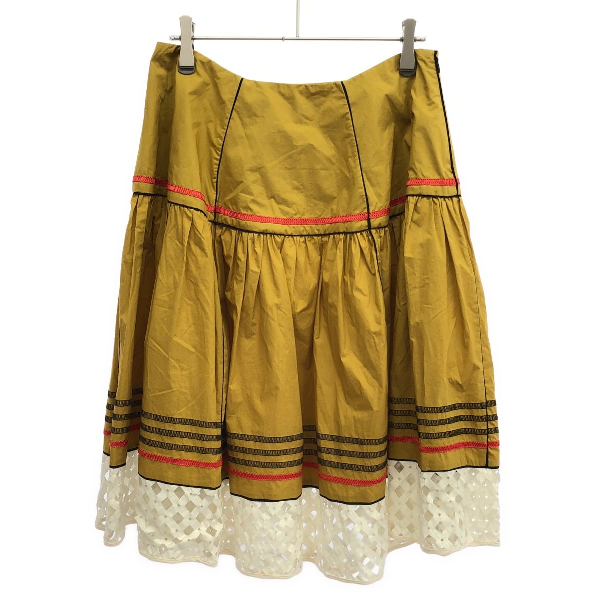 FENDI フェンディ パイピングステッチスカート イエロー系 38
