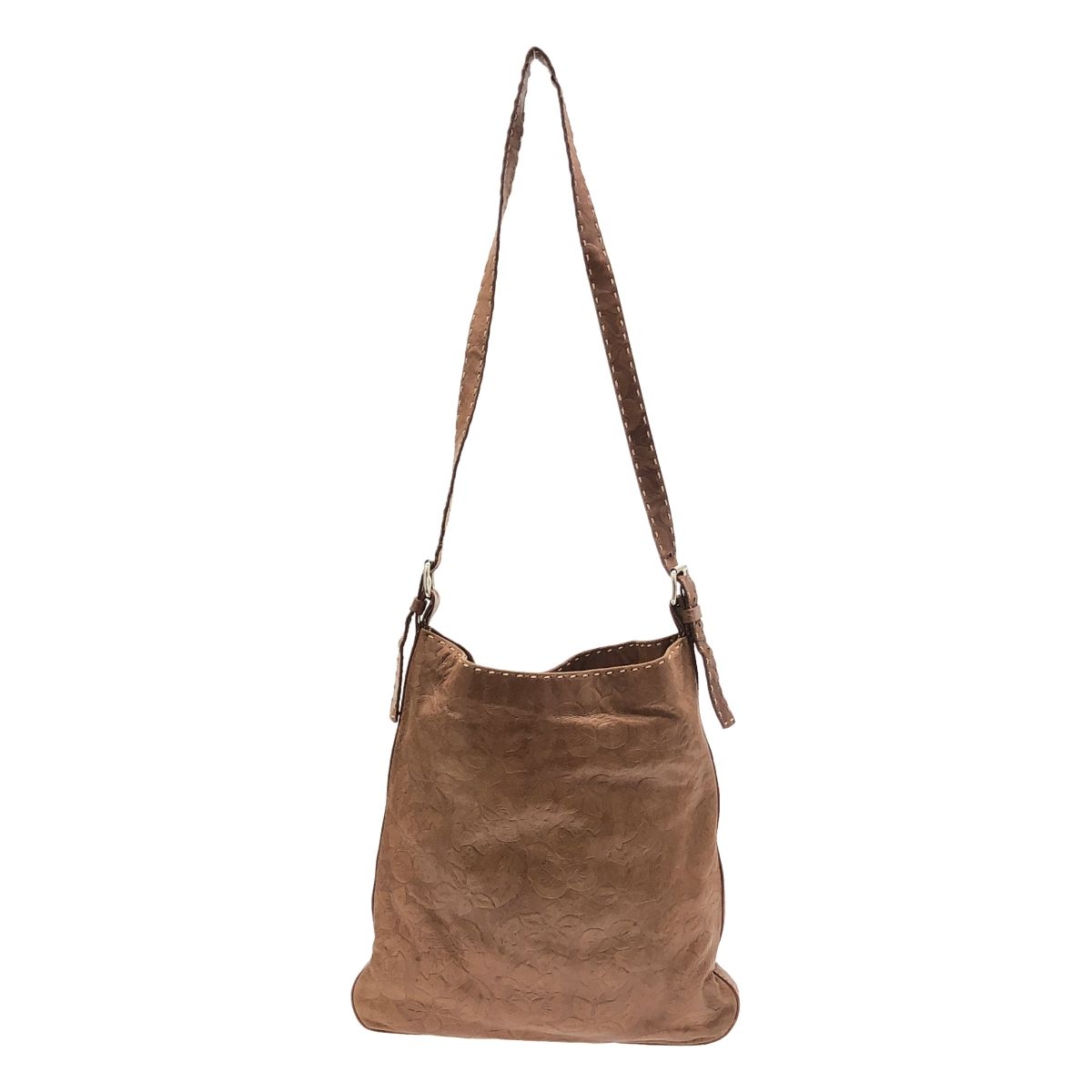 CELINE セリーヌ ヴィンテージ フラワーデザイン レザーショルダーバッグ  ブラウン CELINE セリーヌ ヴィンテージ フラワーデザイン レザーショルダー