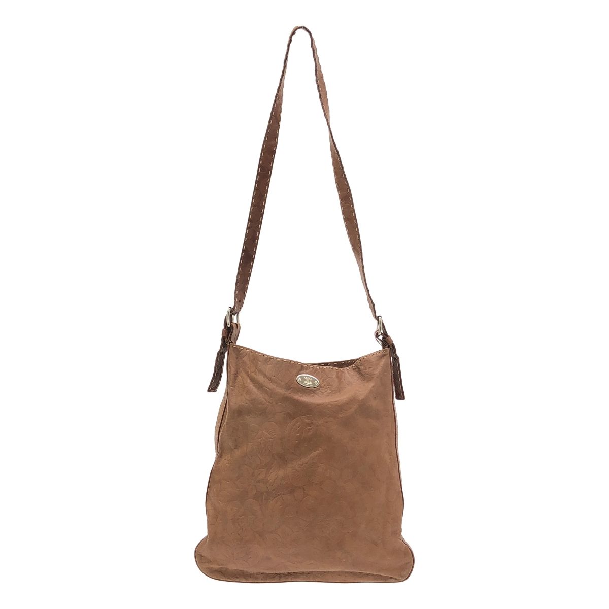 CELINE セリーヌ ヴィンテージ フラワーデザイン レザーショルダーバッグ  ブラウン CELINE セリーヌ ヴィンテージ フラワーデザイン レザーショルダー