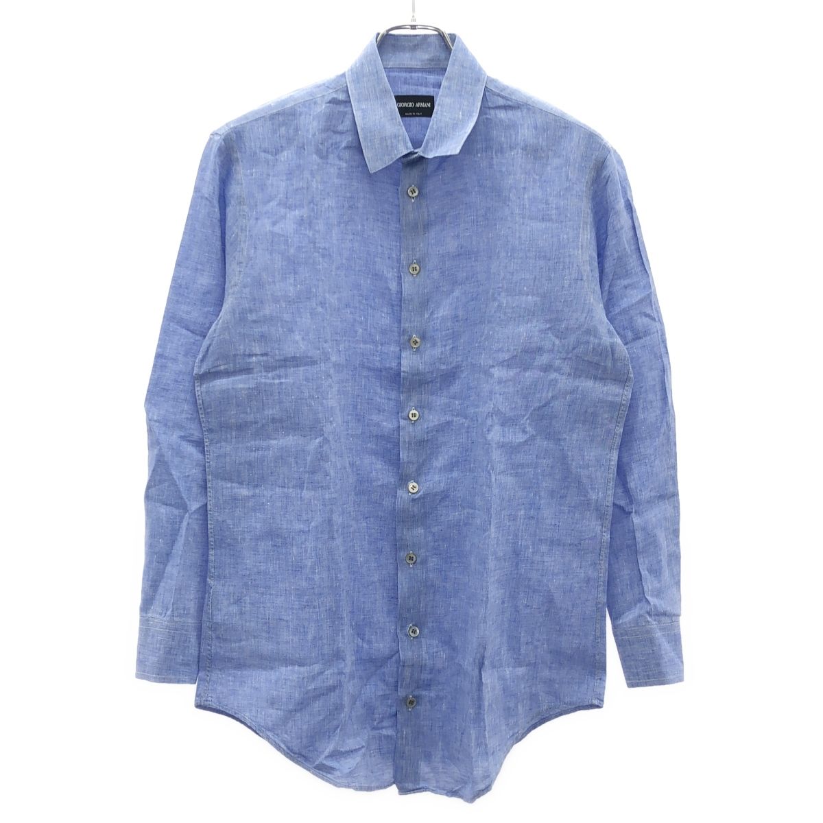 ジョルジオアルマーニ　イタリア製　長袖リネンシャツ　青　38 古着 GIORGIO ARMANI ジョルジオアルマーニ リネンシャツ 8WGCCZ98TZ243