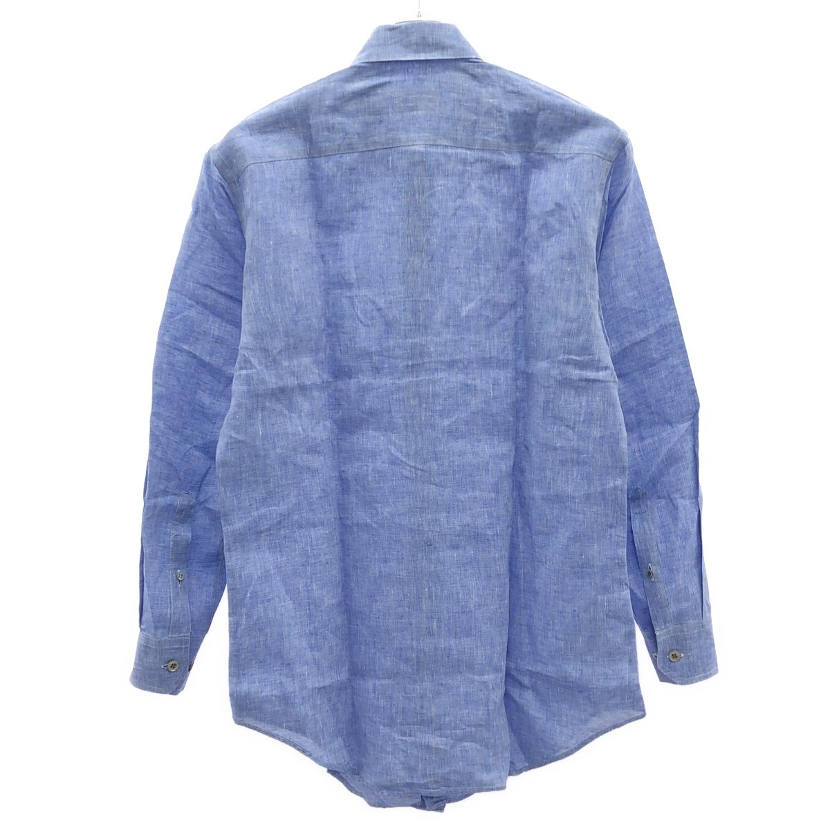 ジョルジオアルマーニ　イタリア製　長袖リネンシャツ　青　38 古着 GIORGIO ARMANI（ジョルジオアルマーニ）ドレスシャツ 青 サイズ:44