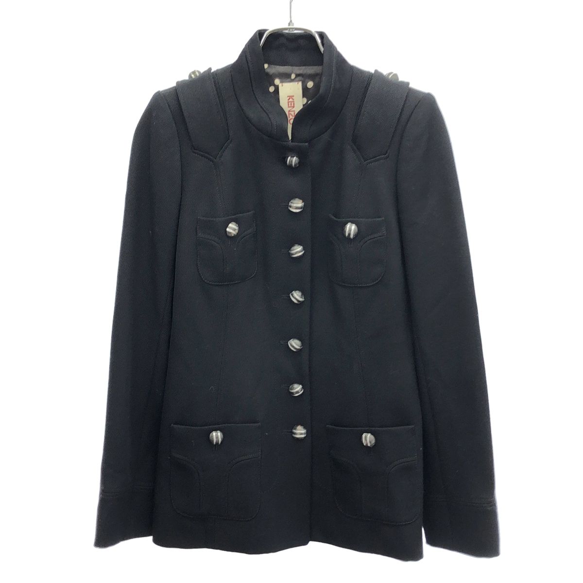 KENZO ケンゾー ボタンデザインウールセットアップ ブラック ジャケット 38 | パンツ 36