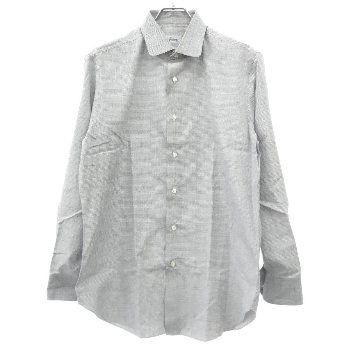 Brioni ブリオーニ コットンチェックシャツ ライトグレー 40