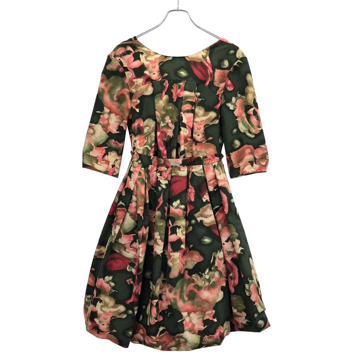MARNI マルニ ポリエステルフラワーワンピース グリーン×ピンク 38
