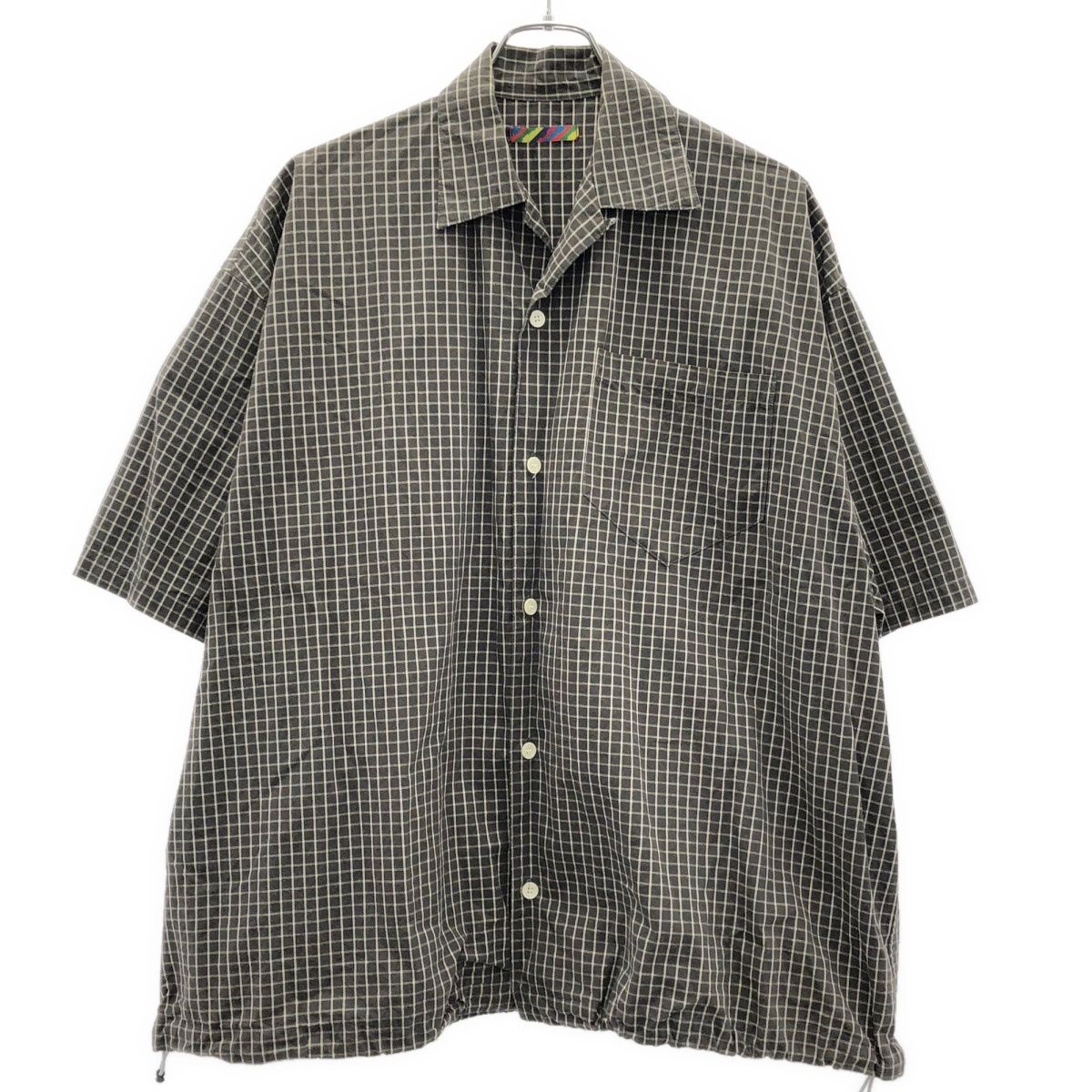 is-ness イズネス BALLOON WIDE SHIRTバルーンワイド ショートスリーブシャツ 1022SSSHT03 チャコール系 M