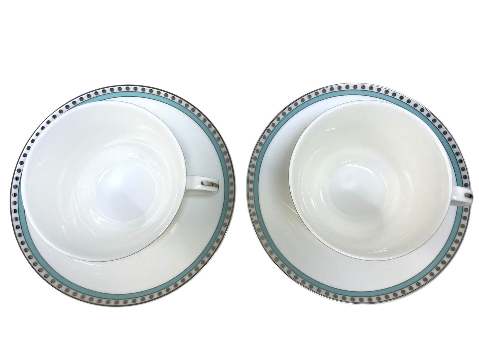 □◎美品 ティファニー プラチナブルーバンド カップ＆ソーサー ペア