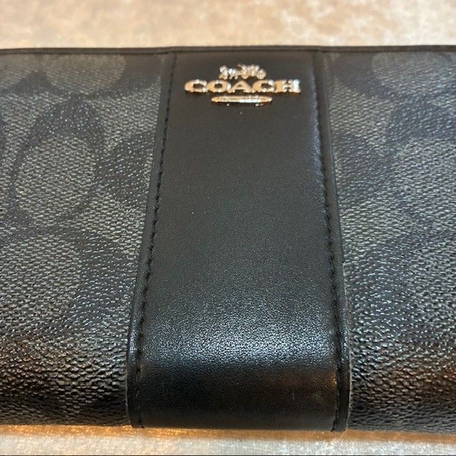 コーチ COACH シグネチャー PVCレザー ロングジップウォレット F54630