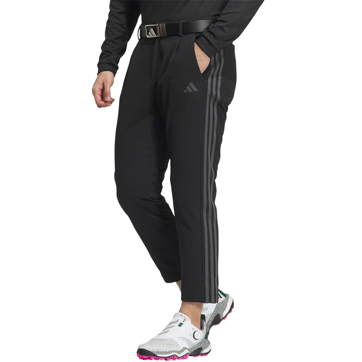 アディダスゴルフ ゴルフパンツ EX-Stretch active 撥水 トーナル スリーストライプス アンクルパンツ メンズ ブラック 82